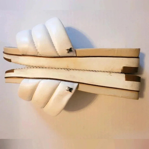 SAM EDELMAN Annalisa White leather puffer quilted open toe slip on sandals 9 - Picture 3 of 12